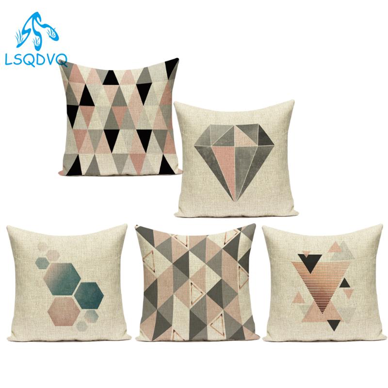

Pink Geometric Nordic Cushion Cover Tropic Palm Leaf Throw Pillow Linen Case Sofa Bed Decorative Heart Pillowcase Cushion/Decorative