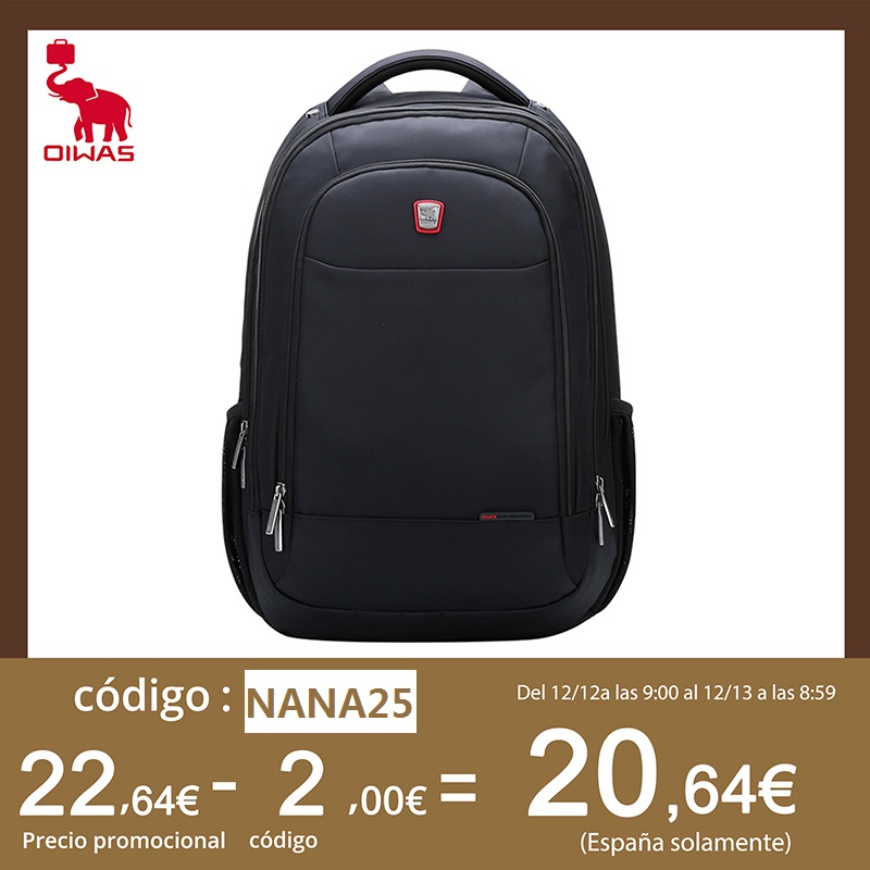 

OIWAS New Men Laptop Backpack Schoolbag Travel Bag Male Multi-function Ultra-light Packs Unisex High Quality Backbag Mochila, Black