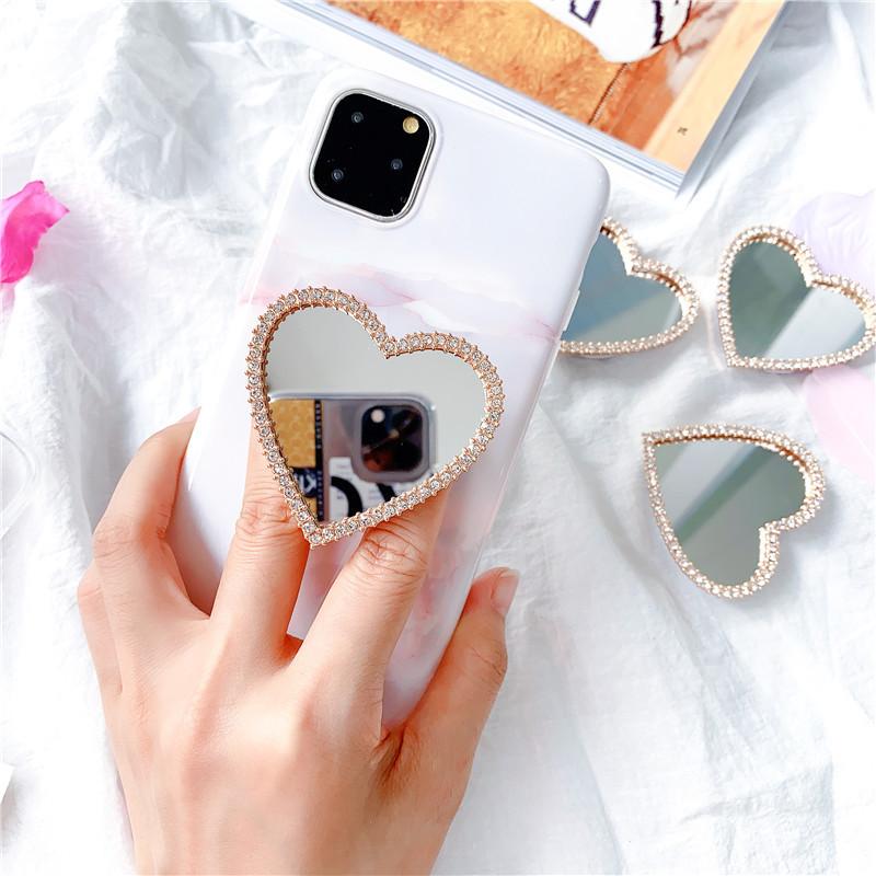 Cell Phone Mounts & Holders Universal Girl Ins Rhinestone Mirror Holder Socket Fold Pocket Desktop Stand Bracket-image-717119798