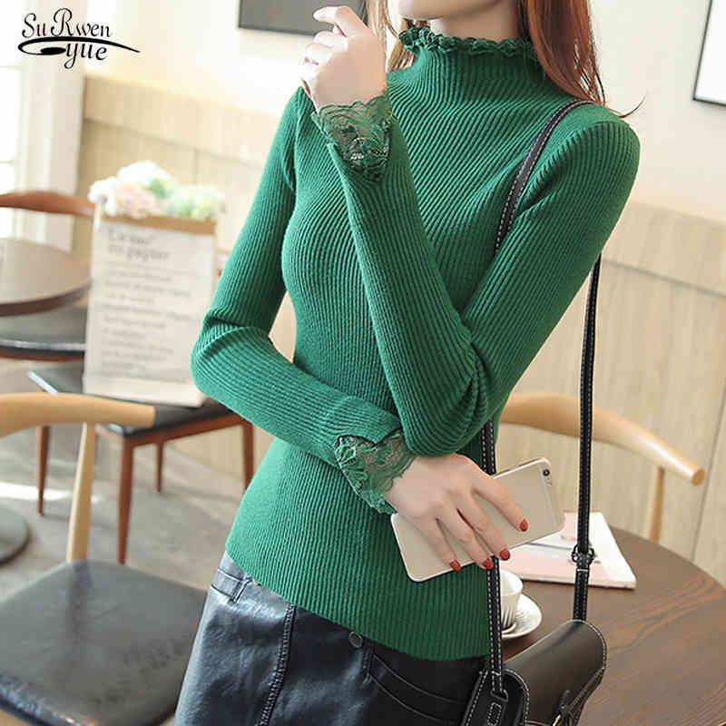 Vêtements d'hiver à manches longues et col roulé solide pour femmes, Pull décontracté, Pull tricoté, Pull Femme 7349 50 210508