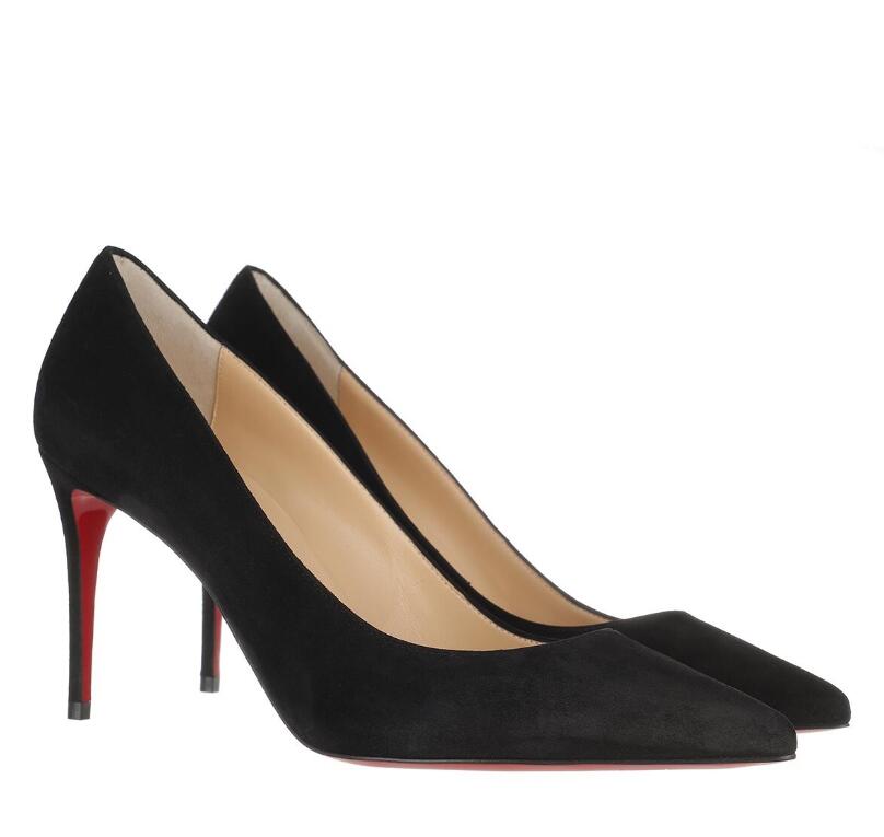 

Brand Discount Sexy Lady Pump dress shoes red bottom high heel Veau Velours Black "iriza"/"Kate ",Luxury WOMEN HEELS Red