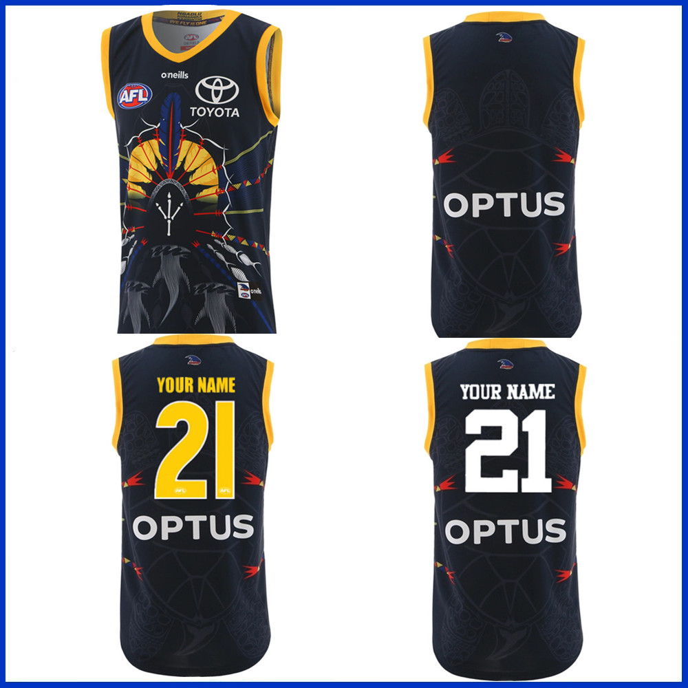 

2021 ADELAIDE CROWS HOME GUERNSEY INDIGENOUS RUGBY JERSEY size S--L-XL-XXL-3XL, Black