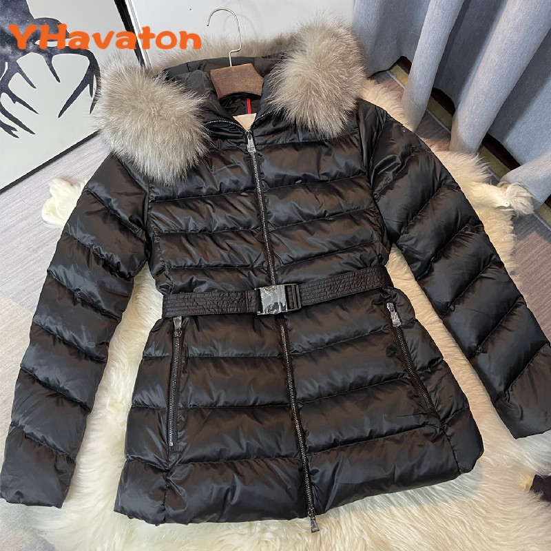 

Large Real Fur Hooded Winter Down Coat 90% Duck Down Jacket Women Short Female Puffer Feather Waterproof Parkas Women Coats, Photo color