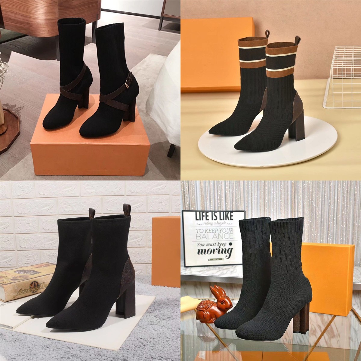 

Designer Women Boots Socks High Heel Boot Pointed Wedge Platform Heels Lady Stylist shoes Fashion Martin Boots Original Print Boot Box