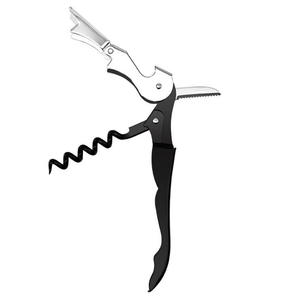 

2021 Stainless Steel Cork Screw Corkscrew MultiFunction Wine Bottle Cap Opener Double Hinge Waiters Corkscrew Wine Opener 100pcs