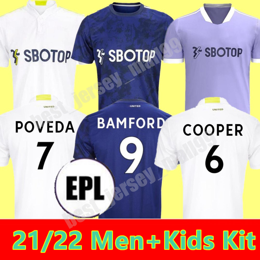 

Leeds soccer jerseys United 21 22 T ROBERTS HARRISON HERNANDEZ COSTA BAMFORD ALIOSKI CLARKE 2021 2022 home away 3rd football shirt uniforms Men + Kids kit, Adult home+league patch