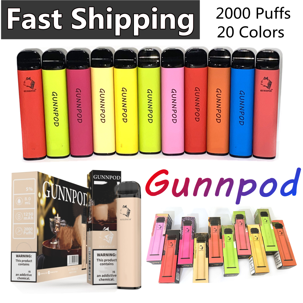 

Gunnpod Disposable Vape Pen E Cigarettes 2000 Puffs 1250mAh Battery Pre-filled 8ml Pod Stick Device
