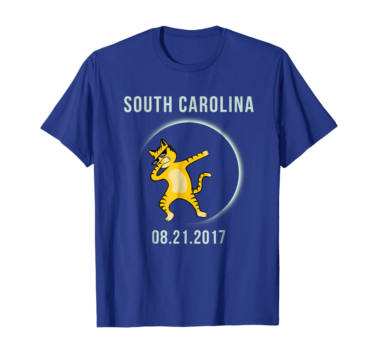 

South Carolina Dabbing Cat Solar Eclipse Tshirt 2017, White;black