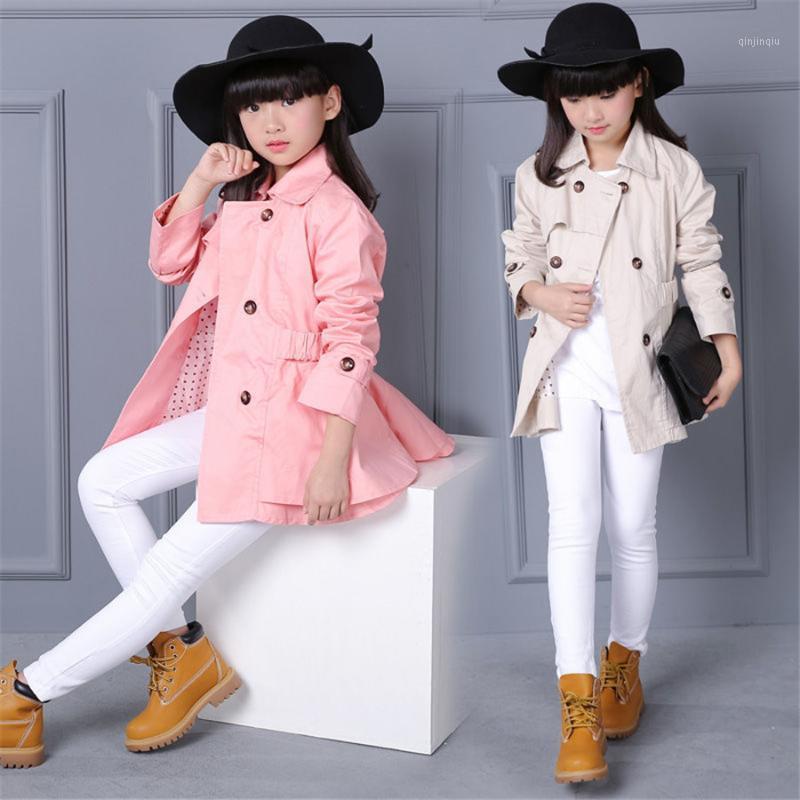 

Coat Tench Boy Girl Clothes Windproof Jacket British Double Breasted Windbreaker Turn-down Collar Button Belt Kids Outwear 2021, Blue;gray