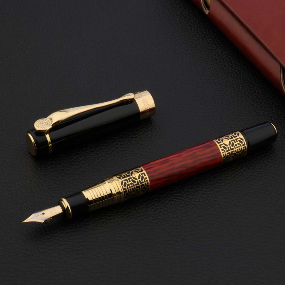 

Supplies Fountain Pen New Ink High Quality 530 Golden Carving Mahogany Luxury Business School Student Office