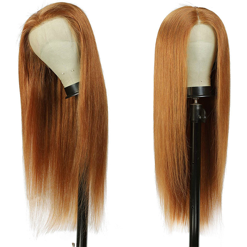 

26inch Blonde Highlight Lace Front Human Hair Wigs for Women Transparent Straight 13*1 Peruvian Ginger Brown Lace Front Wig, Natural color