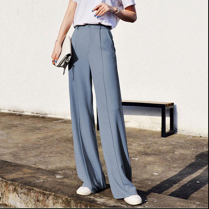 

spring wide leg elastic women pant high waist palazzo streetwear elegant office ladies trousers, Black;white