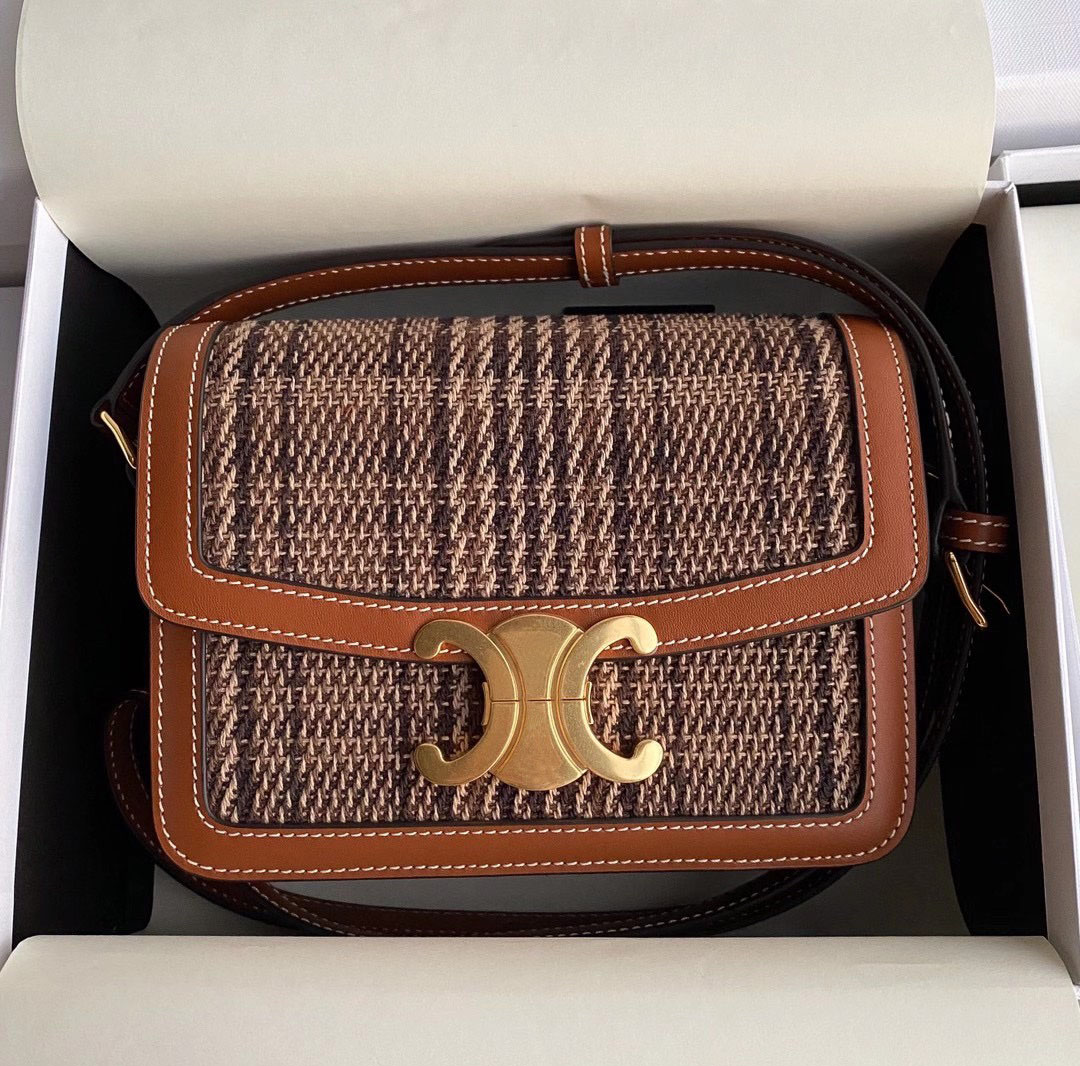 

2021 Crazy Sales Fashion C Brand Luxury Shoulder Bag Handbags Material Classic Floral Designs Designer triomphe metal button Free Delivery, Dark khaki