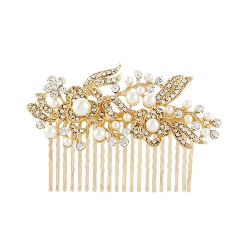 

Hair Clips & Barrettes Gorgeous Comb Flower Leaves Style Rhinestone Inlaid Headband Women Hairpin Bridal Tiara Wedding Accessories, Golden;silver
