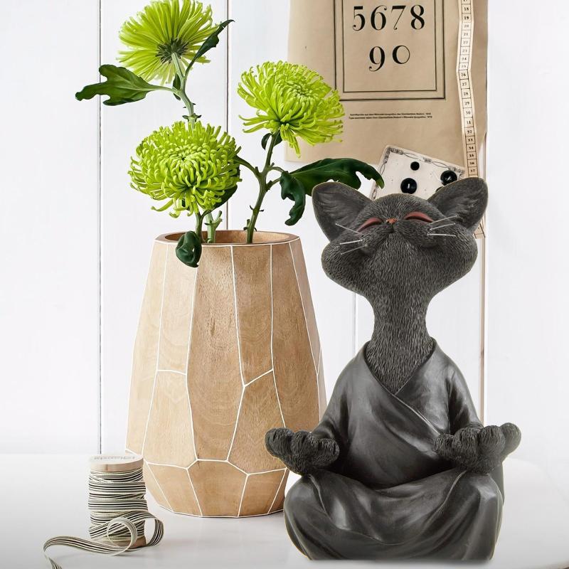 

Whimsical Black Buddha Cat Figurine Meditation Yoga Collectible Happy Decor Art Sculptures Garden Statues Home 2021 Decorations