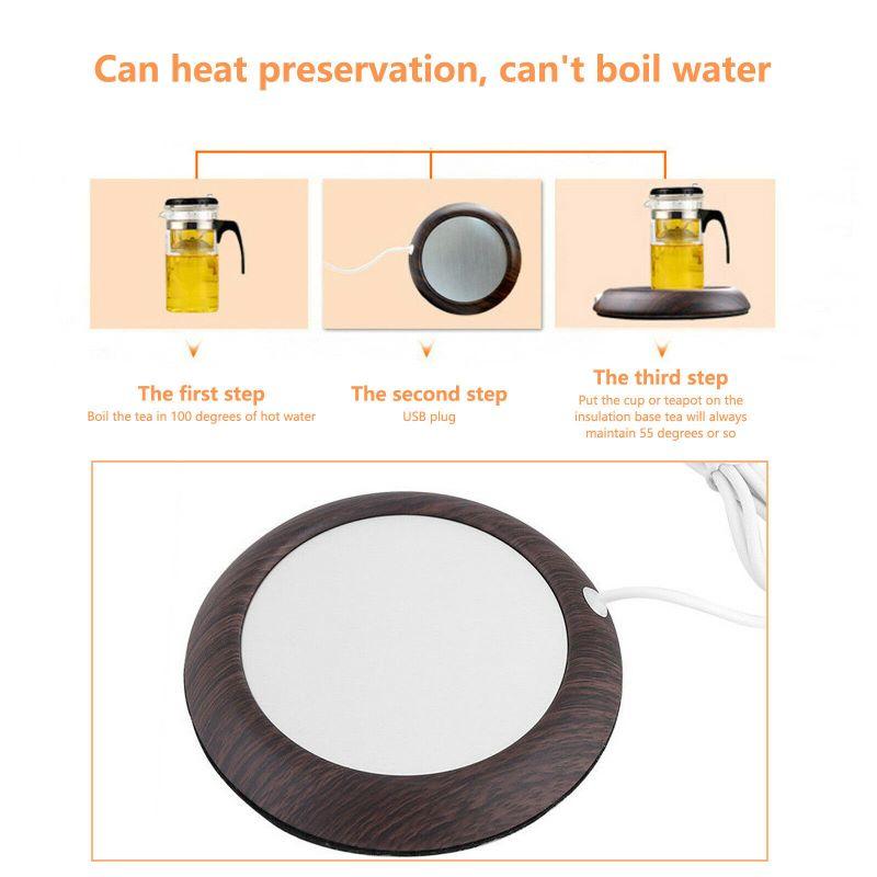 

Carpets USB Power Suply Office Tea Coffee Cup Mug Cartoon Heating Mat Warmer Pad Electric Insulation Est Useful, Brown hot coaster