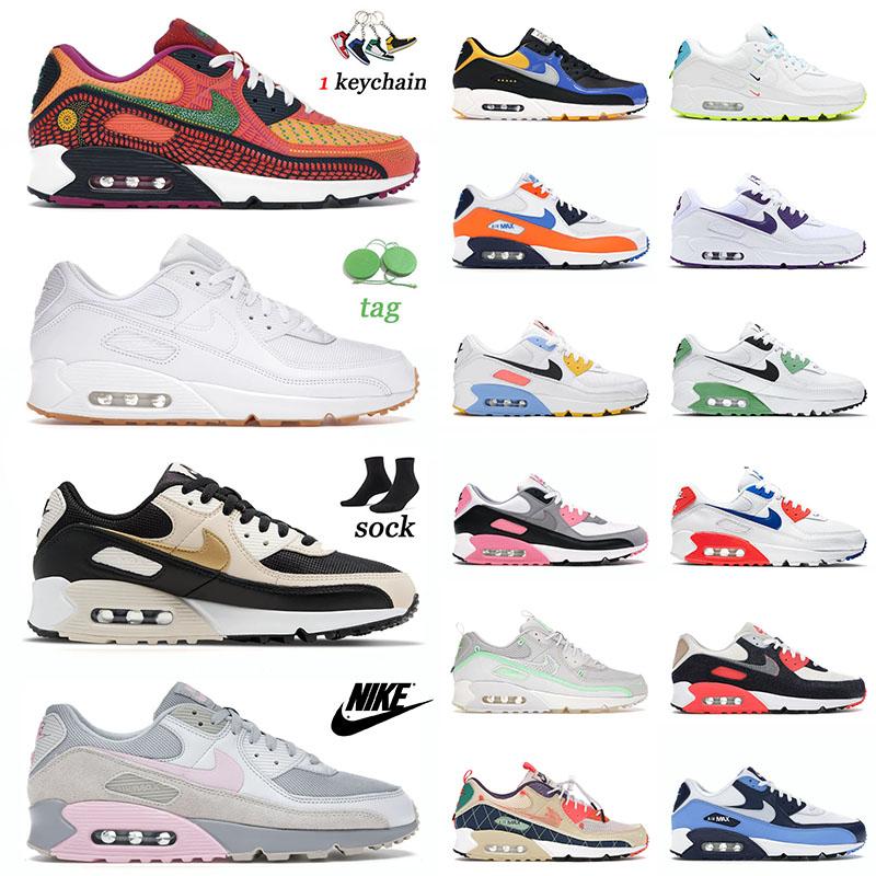 

2021 Wholesale Sports Air Max 90 Mens Women Running Shoes Airmax SIZE 12 White Gum Black Gold Pink String Obsidian Off Trainers Outdoor Sneakers 36-46, C8 moss green 40-46