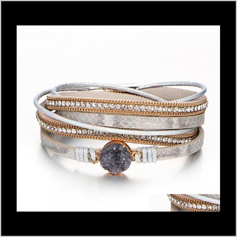 

Multilayer Wrap Leather Handmade Braided With Magnetic Clasp Cuff Bangle Jewelry For Women Girl Gift 4Mmjb Charm Bracelets Imnuz