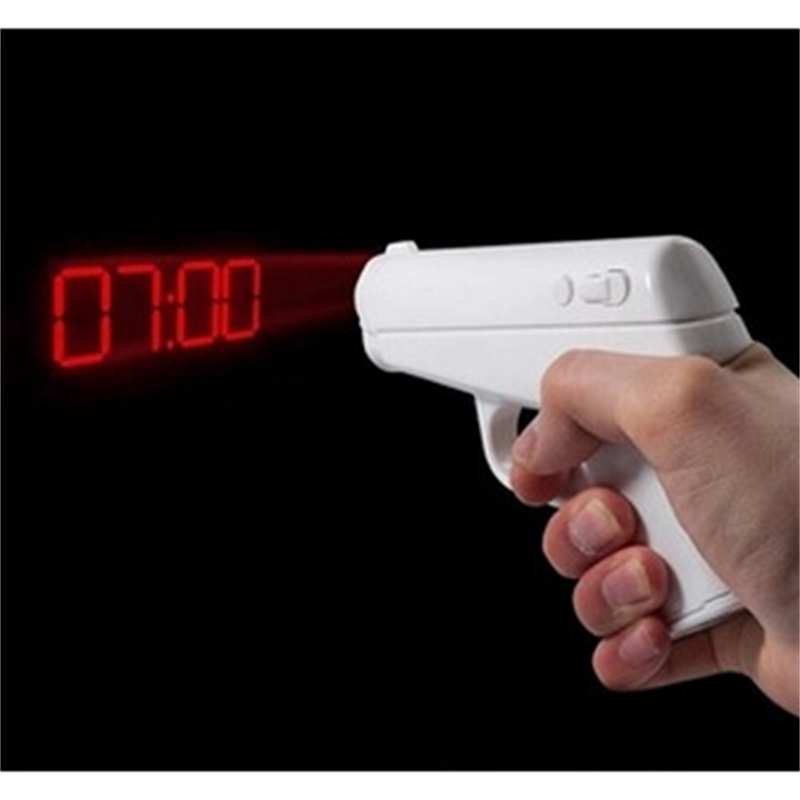 

creative 007 pistol projection lazy alarm clock uk thumbsup home gifts