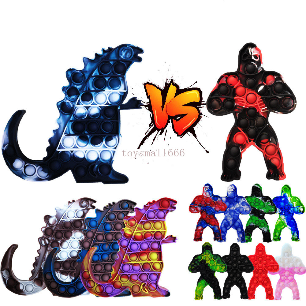 Latest Animal Styles Fidget Toys King Kong Vs Godzilla Push It Bubble Stress Toy Antistress Soft Reliever Stress Toys-image-708667675