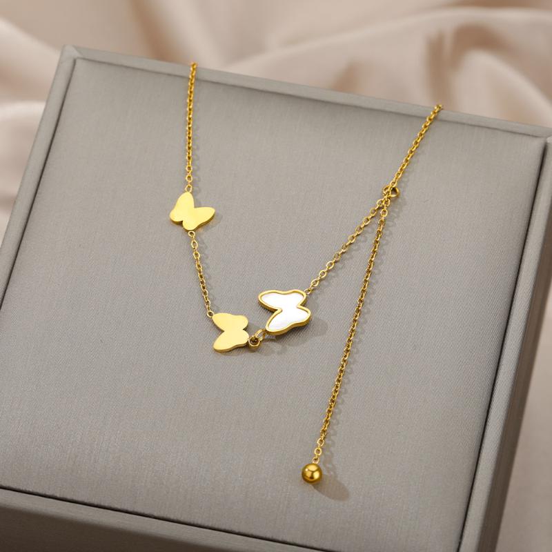 

Chokers Kpop Butterfly Necklace For Women Girls Stainless Steel Choker Necklaces Engagement Wedding Colar Chain Aesthetic Jewelry Gift