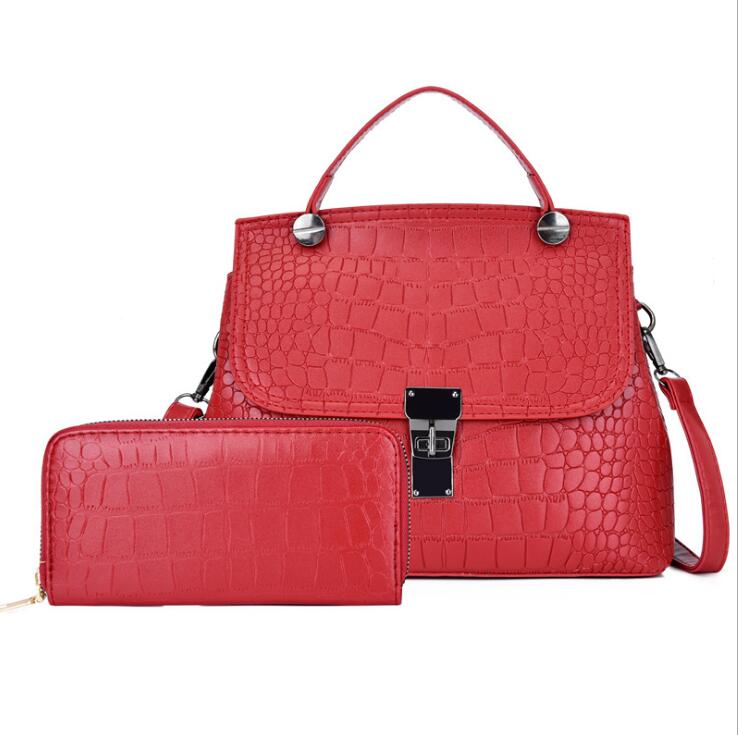 

Factory wholesale women bag elegant large-capacity embossed two-piece womens handbag fashion Alligator handbags Joker large leather bags
