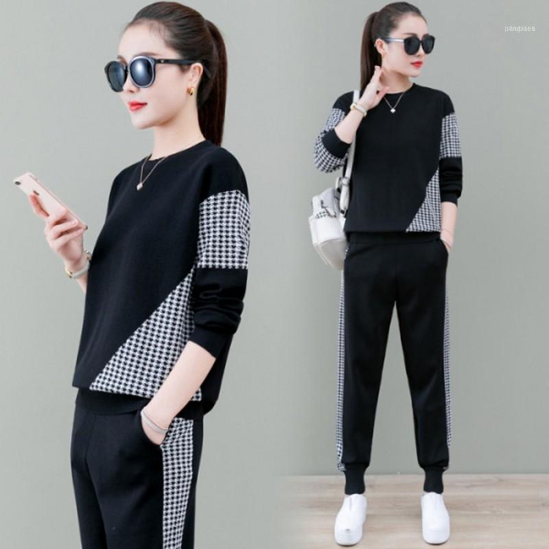 

Autumn Winter Jacquard Knit 2 Piece Set Tracksuits Women Pullover Sweater + Harem Pants Sporting Suit1, Gray