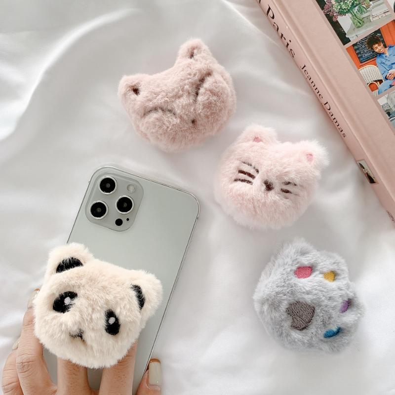 Cell Phone Mounts & Holders Universal Cute Bear Cat Foldable Furry Stand Holder Squishy Stress Reliever Expand Bracket For-image-729540328