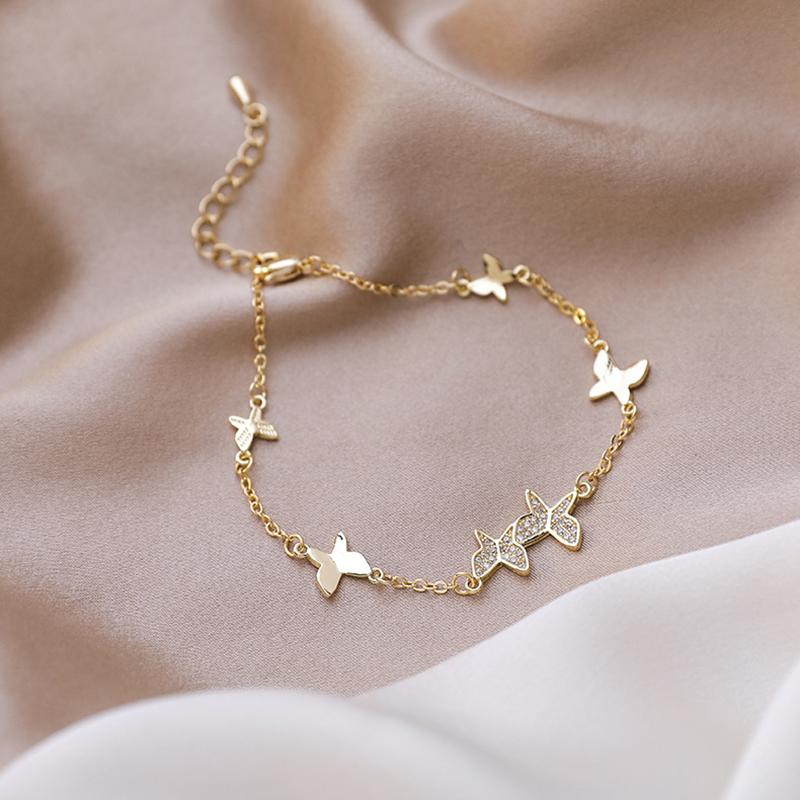 

Link, Chain South Korea Style Elegant INS Simple Network Red Butterfly Bracelets Gift Banquet Party WOMEN'S Jewelry 2021