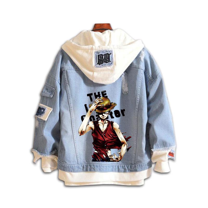 

Men' Hoodies & Sweatshirts 2021 Fashion Good Qualyty One Piece Hoodie Anime Lully Jeans Coat Men Women Denim Jacket Unisex Clothing