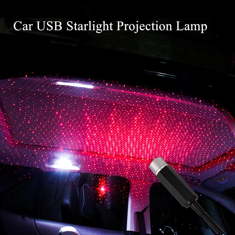 

Night Lights Romantic LED Car Roof Star Light Projector Atmosphere Galaxy Lamp USB Decorative Adjustable Interior Decor
