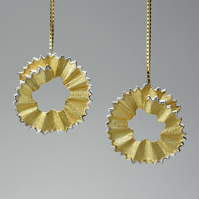 

Dangle & Chandelier JUXO S925 Sterling Silver Creative Pencil Shavings Pendant Long Women's Earrings Personality Fashion Exquisite Jewelry