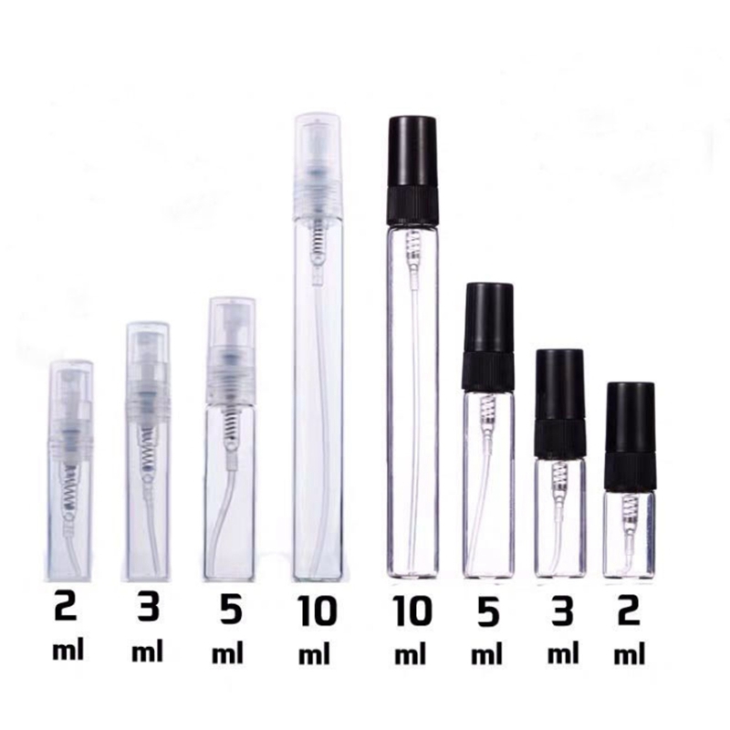 

2ml 3ml 5ml 10ml Plastic & Glass Mist Spray Perfume Bottle Small Parfume Atomizer Travel Refillable Sample Vials tube