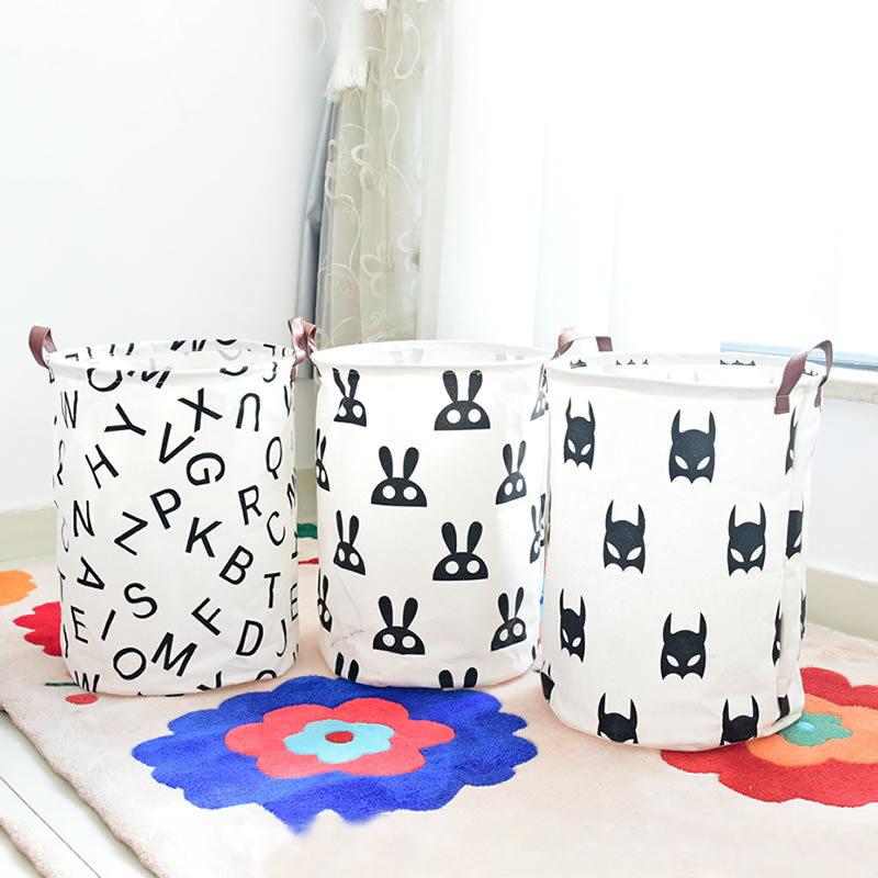 

Bathroom Folding Laundry Basket Waterproof Storage Clothes Toy Container Foldable Cotton Organizer Bags & Organization