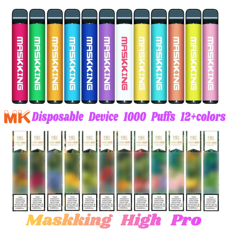 

Maskking High Pro Cigarette Disposable Device Russia Version 1000 puffs 600mAh Pre-filled 3.5ml Cartridges PK Air Bar BANG XXL