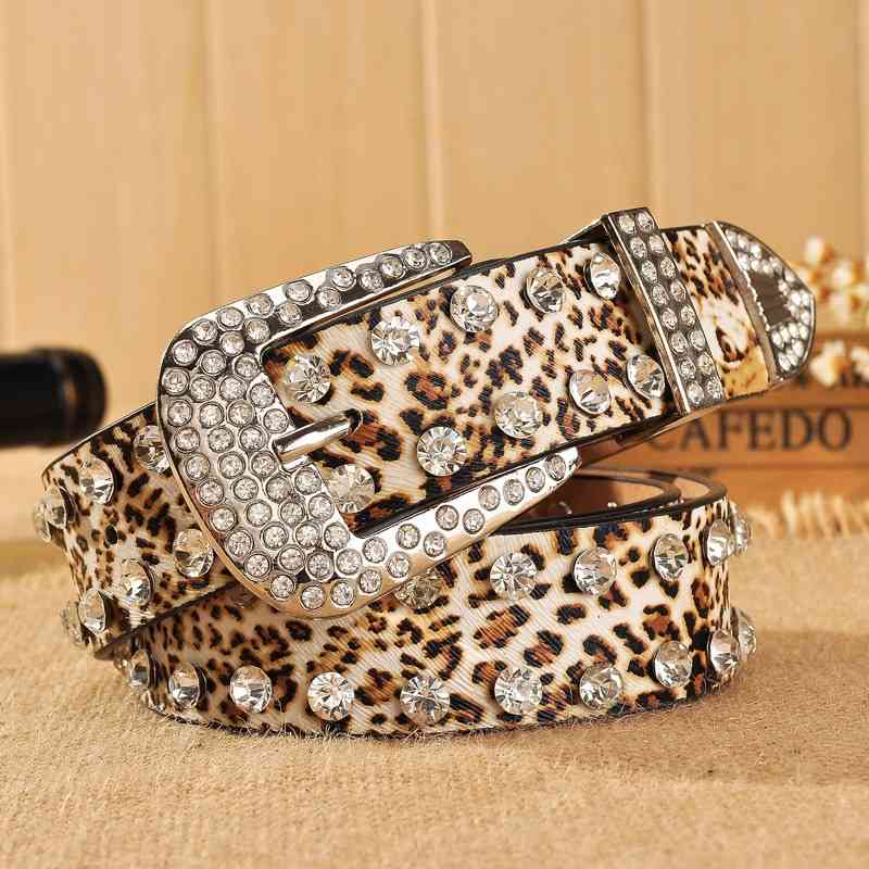 

Designer belts 2023 versatile leopard women's full diamond wide belt