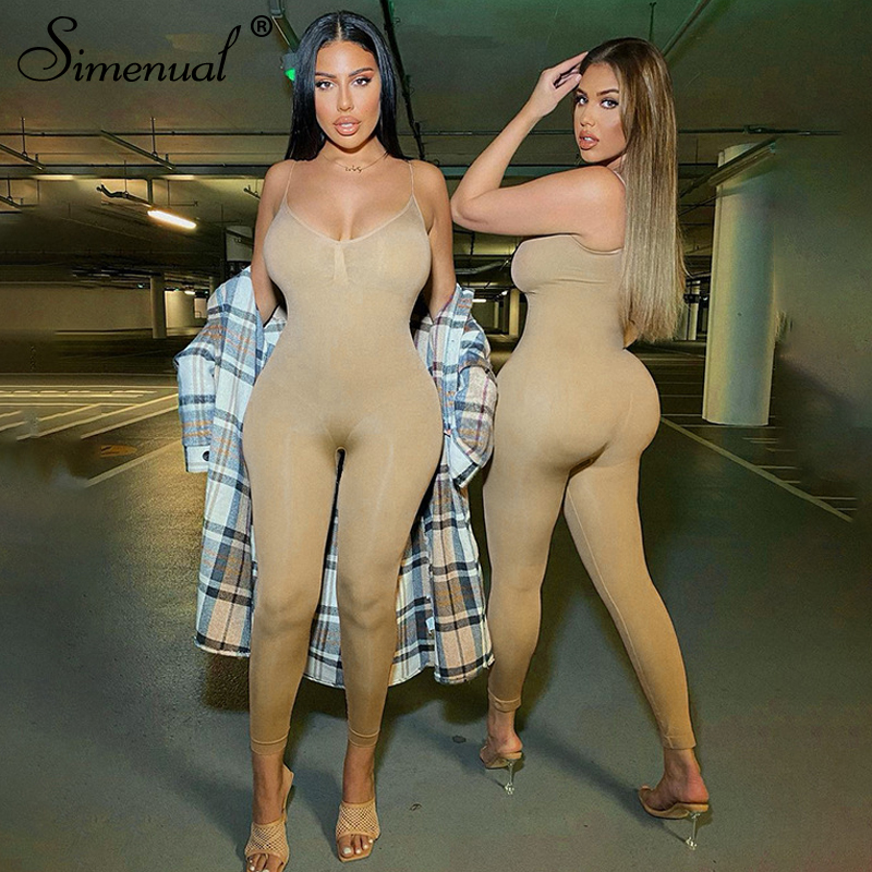 

Simenual Solid Casual Rompers Womens Jumpsuit Strap Workout Sportswear Fashion Clothing 2021 One Piece Active Wear Outfits, Black