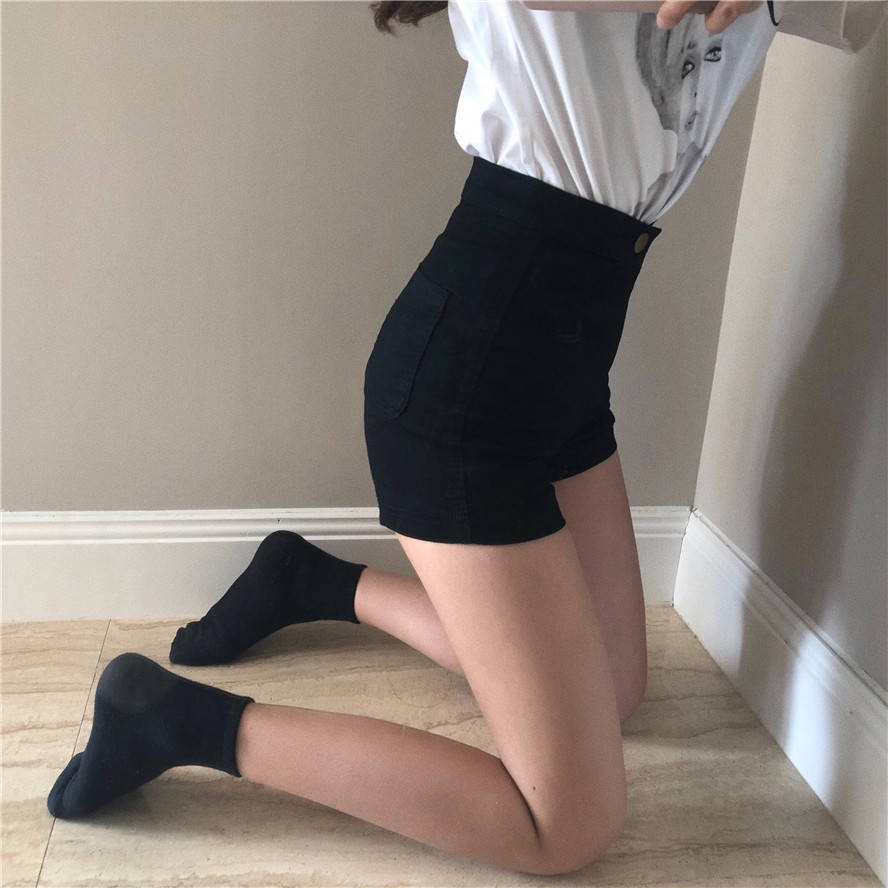 

women's jeans summer tight stretch pants versatile buttocks show thin black high waist ultra short trend, Blue