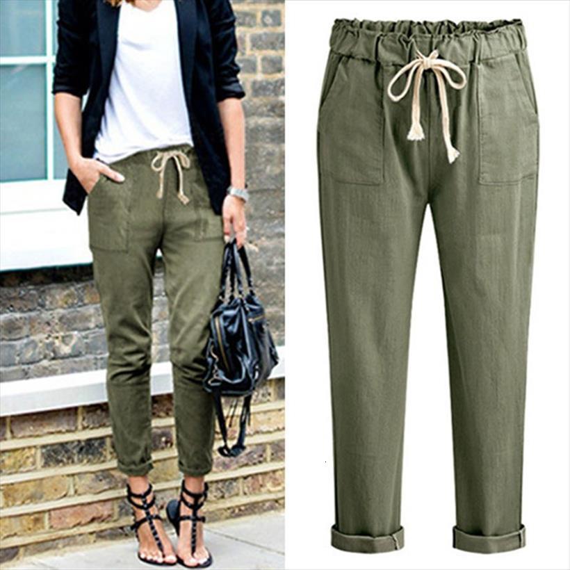 

fashion elastic waist pockets loose womens capris casual trousers leisure long, Black;white