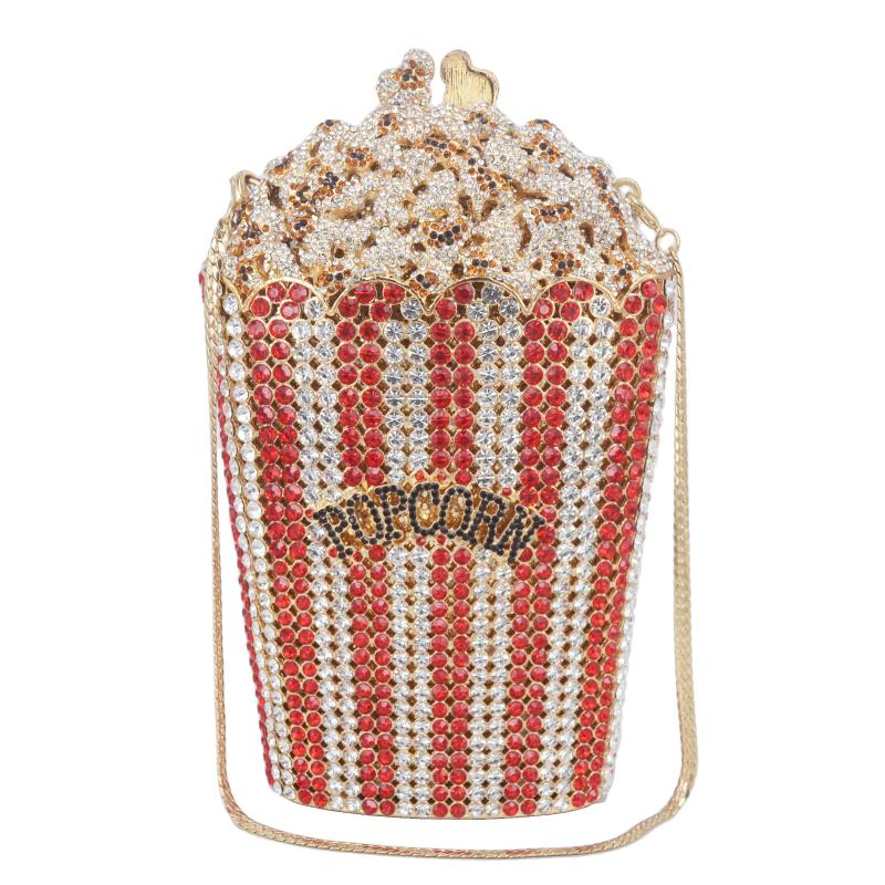 

Clutch Bags 2021 Designer Popcorn Evening Luxury Crystal Party Purse Wedding Colorful SC997, Customized wholesale