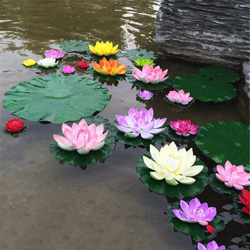 

Decorative Flowers & Wreaths 1PC/5PCS 10cm Artificial Lotus Water Lily Floating Flower Pond Tank Plant Ornament Home Garden Decoration, 1pcs
