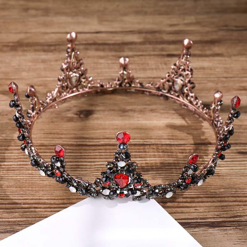 

Hair Clips & Barrettes Red Full Circle Bronze King Queen Broque Princess Wedding Brides Tiaras Crown Luxury Vintage European Large Crowns Je, Golden;silver