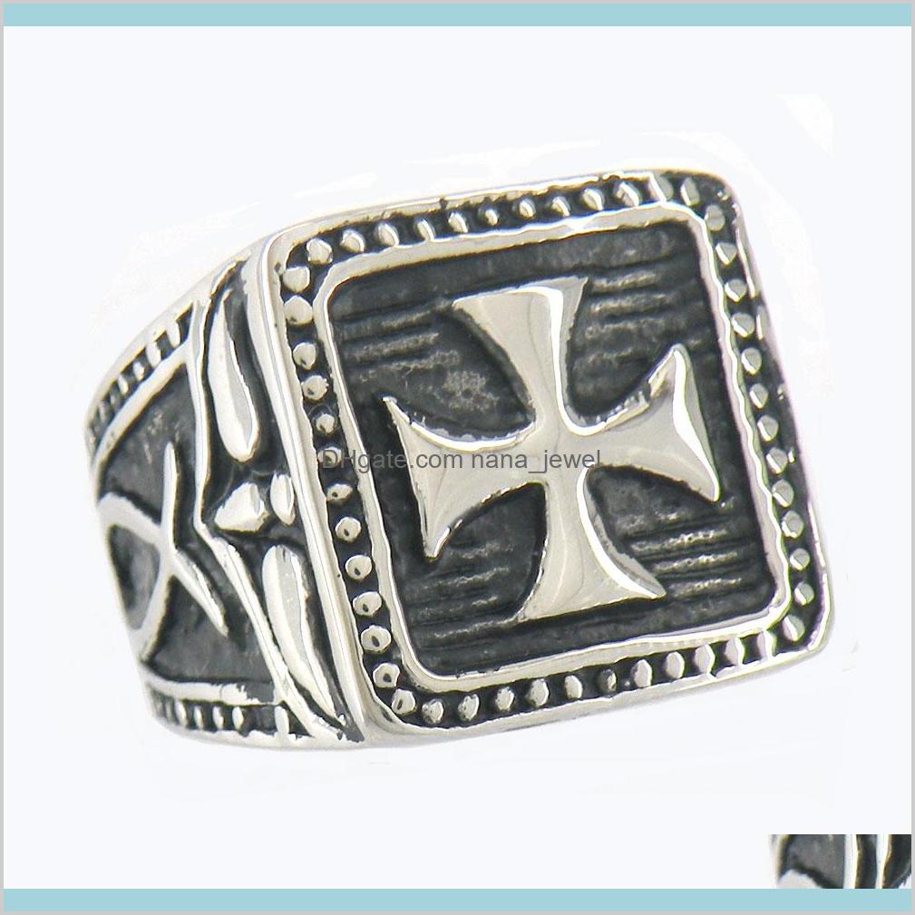 

Fanssteel Stainless Steel Punk Vintage Mens Or Womens Jewelry Square Cross With Fish Christ Ring Gift For Brothers Sisters 11W10 Swtvh Ksmjn, Silver