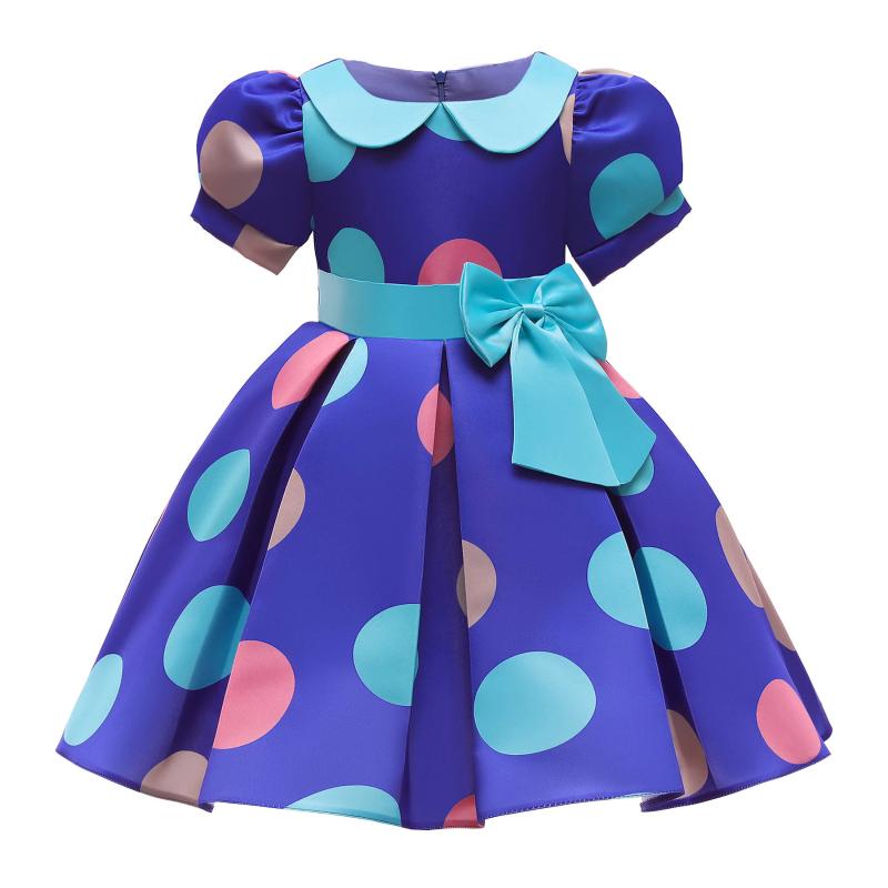 

Girl's Dresses 3-10 Years Girls Short Sleeve Polka-Dot Dress Bow Ball Gown Wedding Clothing Kids Baby Princess Children Clothes Costume, Red;yellow