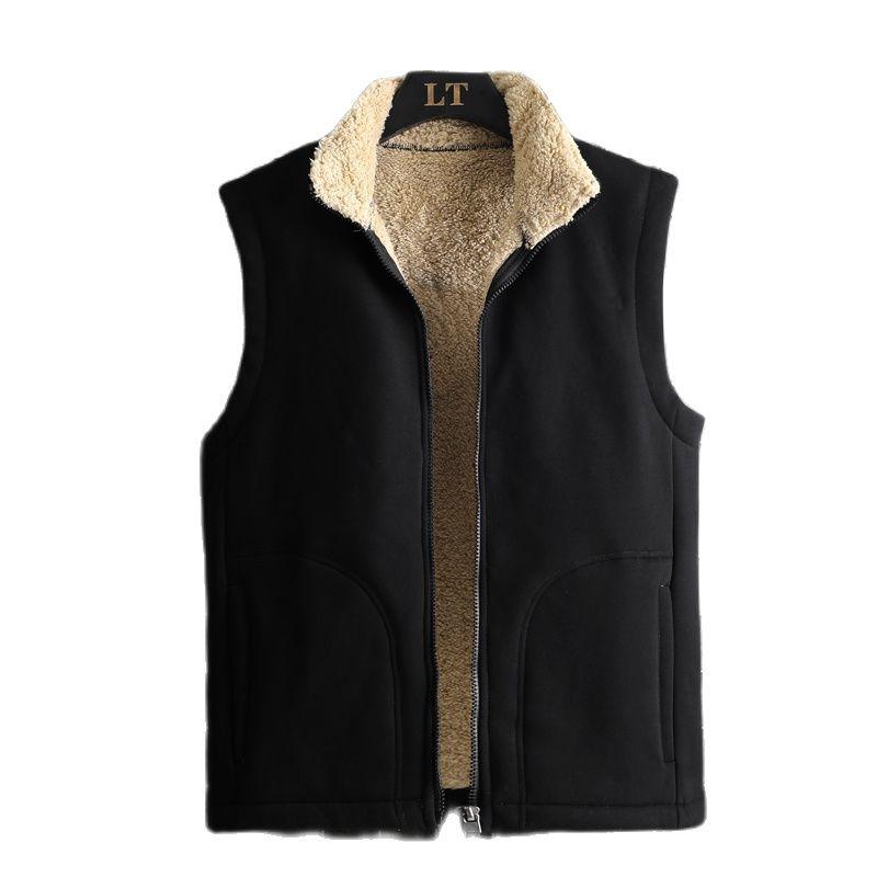 

Men's Vests Winter Fleece Vest Men Thick Warm Waistcoats Mens Sleeveless Outerwear Coats Solid Color Casual Jackets Man, Black;white