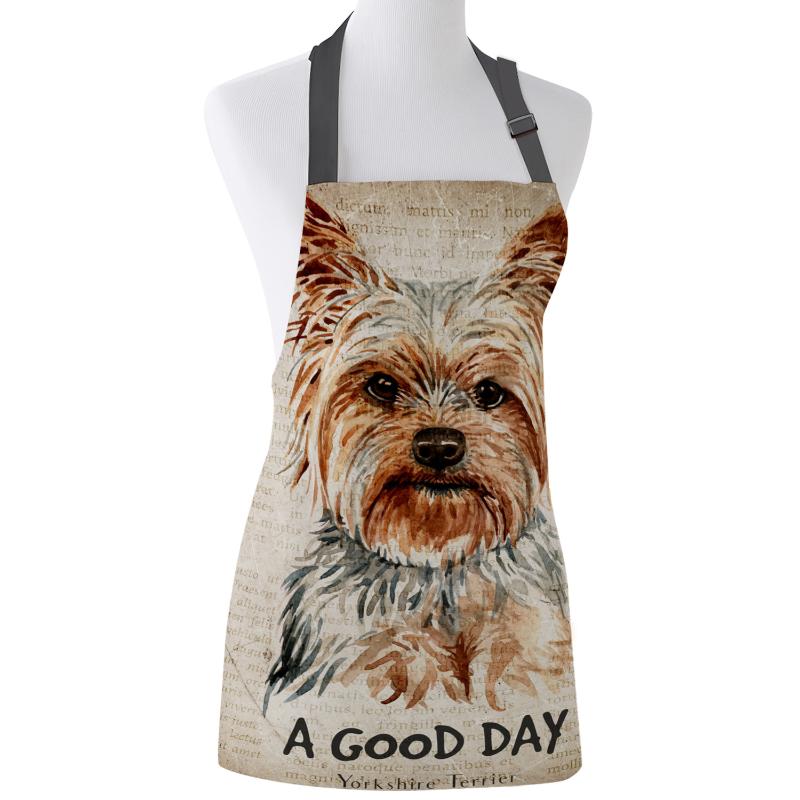 

Funny Apron Yorkshire Terrier Head Kitchen Aprons For Women Man Kids Home Cooking Baking Waist Bib Use
