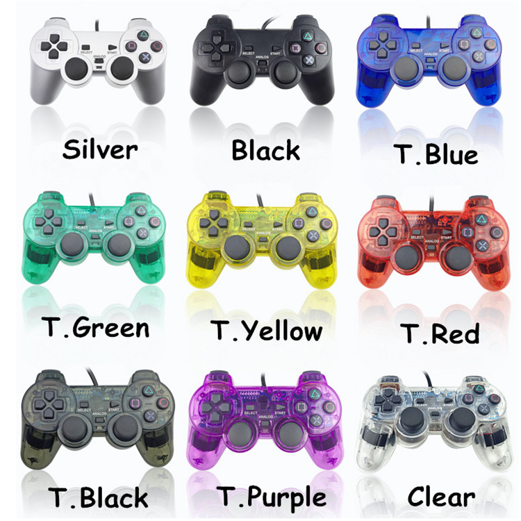 

Wired Controller PS2 Double Vibration Joystick Gamepad Game Controllers For Playstation 2 Transparent color