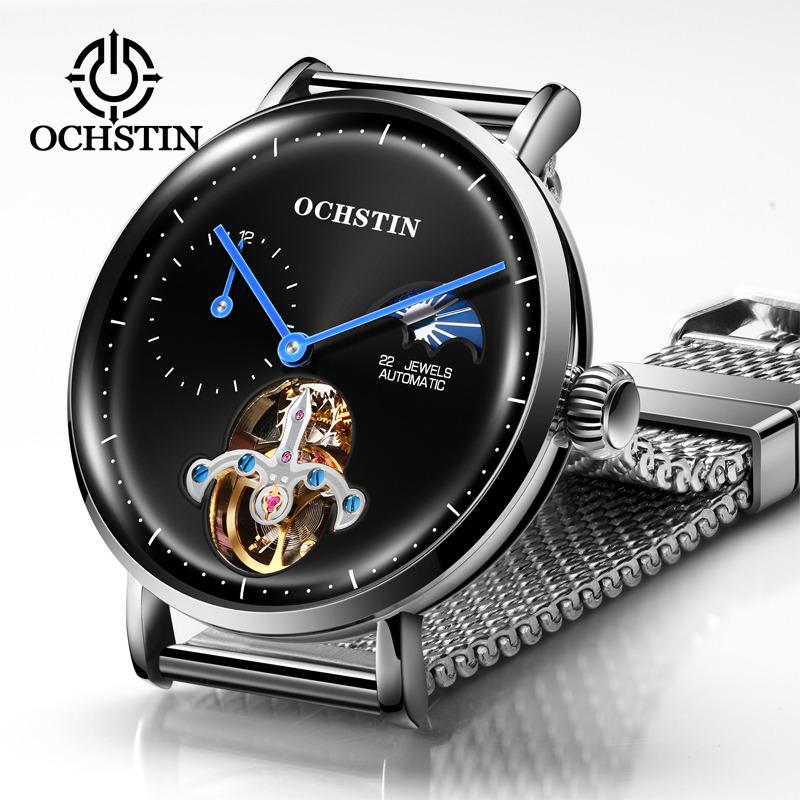 

Wristwatches OCHSTIN Automatic Mechanical Men Watch Sport Military Male Clock Top Stainless Steel Tourbillon Man Wristwatch 612, Slivery;brown