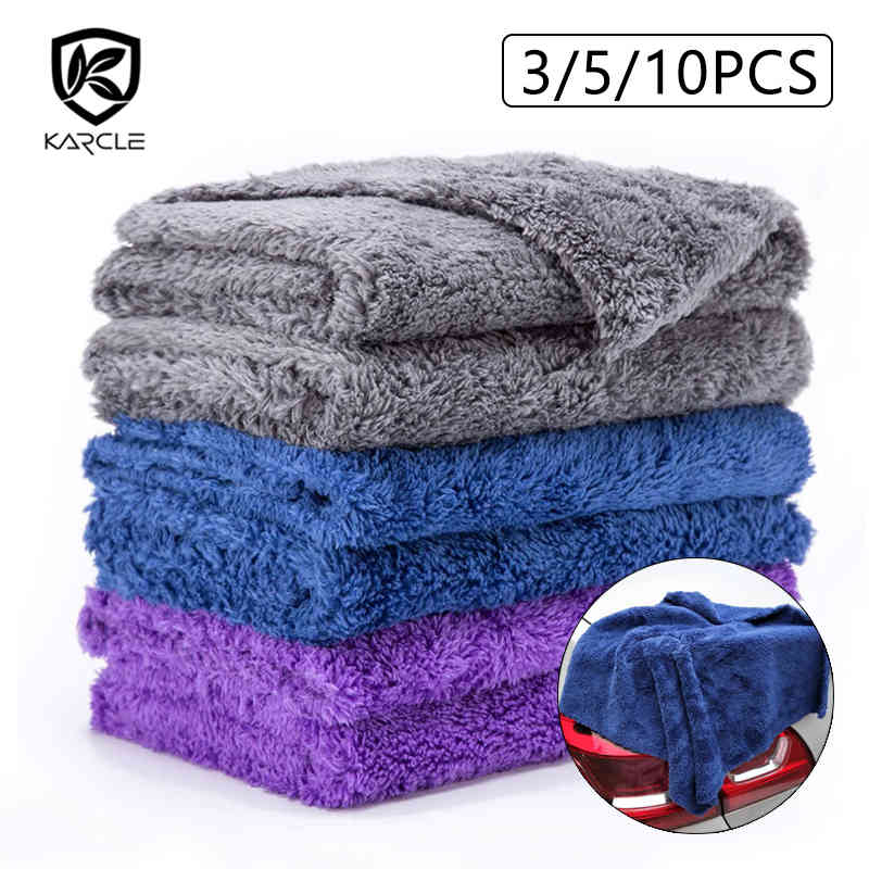 

3/5/10pcs Wash Microfiber Cleaning Drying Polishing Cloth Soft Edgeless Car Detailing Waxing Towel 40X40CM 350GSM