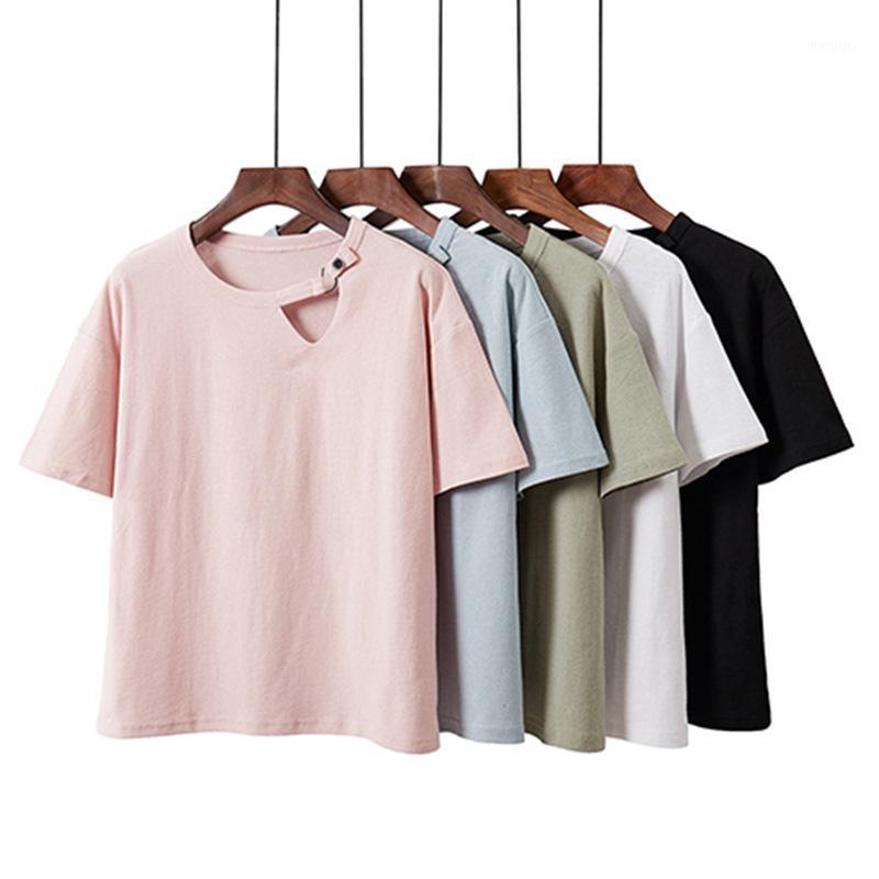 

Women' T-Shirt Summer Casual Knitted Basic Women Short Sleeve O-Neck Solid Tops Female Oversized Linen Cotton Tshirts Ladies Harajuku, Black